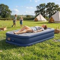 OUTSUNNY Inflatable Mattress, Single Air Bed with Built-in Pump, Grey in Navy | Size: Double