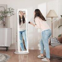 HOMCOM Jewellery Cabinet, Full Length Mirror with Storage, White