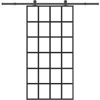 Berkfield Home Sliding Door with Hardware Set 102x205 cm ESG Glass&Aluminium in Black