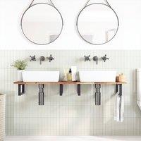 Berkfield Home Bathroom Vanity Top Oil Finished 140x40x2 cm Solid Wood Acacia in Brown | Size: 140 x 40 x 2 cm