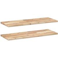 Berkfield Home Floating Shelves 2 pcs 100x30x2 cm Untreated Solid Wood Acacia in Brown | Size: 100 x 30 x 2 cm