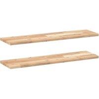 Berkfield Home Floating Shelves 2 pcs 80x20x2 cm Untreated Solid Wood Acacia in Brown | Size: 80 x 20 x 2 cm