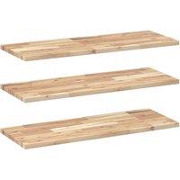 Berkfield Home Floating Shelves 3 pcs 100x30x2 cm Untreated Solid Wood Acacia in Brown | Size: 100 x 30 x 2 cm