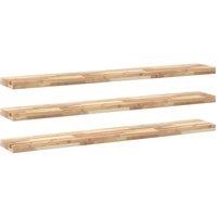 Berkfield Home Floating Shelves 3 pcs 160x20x4 cm Untreated Solid Wood Acacia in Brown | Size: 160 x 20 x 4 cm