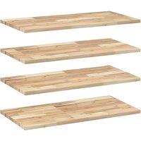 Berkfield Home Floating Shelves 4 pcs 100x40x2 cm Untreated Solid Wood Acacia in Brown | Size: 100 x 40 x 2 cm