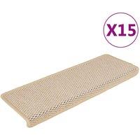 Berkfield Home Stair Mats Self-adhesive Sisal-Look 15 pcs 65x21x4 cm Cream | Size: Medium