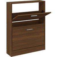 Berkfield Home Shoe Cabinet Brown Oak 59x17x81 cm Engineered Wood | Size: 59 x 17 x 81 cm