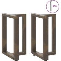 Berkfield Home Modern Dining Table Legs T-Shaped 2 pcs Natural Steel 50x35x(72 in Dark Grey