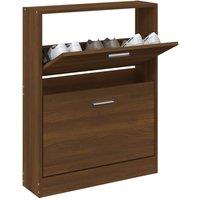 Berkfield Home Shoe Cabinet Brown Oak 59x17x81 cm Engineered Wood | Size: 59 x 17 x 81 cm