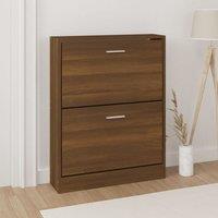 Berkfield Home Shoe Cabinet Brown Oak 59x17x81 cm Engineered Wood | Size: 59 x 17 x 81 cm