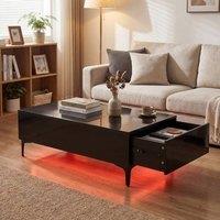 Costway Modern Lift Top Coffee Table Sofa Side Table High Gloss Accent Table in Black