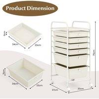Costway 6-Drawer Rolling Storage Cart Mobile Utility Cart in White