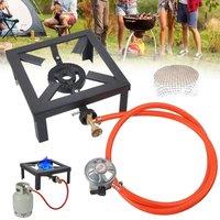 Ventryn 8KW Cast Iron Gas Burner Ring LPG Cooker Stove with Hose in Black