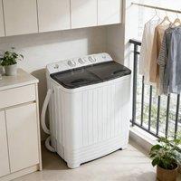 Ventryn Portable Twin Tub Mini Washer Spin Dryer 73cm Quiet in White