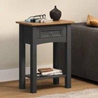 EONLION Solid Pine 1 Drawer Hall Console Table With Charcoal Finish in Grey