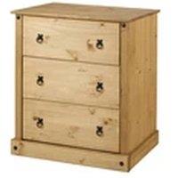 EONLION 3 Drawer Budget Solid Pine Mexican Chest Of Drawers in Natural