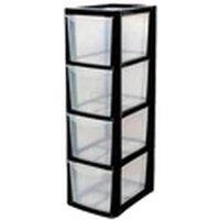 EONLION Black Plastic 4 Drawer Storage Tower for Home Kitchen Office