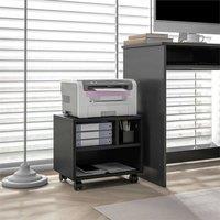 Nordara black 2-Tier Printer Stand on Wheels 3 Compartments Desktop Table