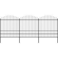Berkfield Home Garden Fence with Spear Top Steel (1.75-2)x5.1 m Black