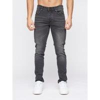 Crosshatch Buraca Men's Slim-Fit Stretch Denim Jeans with Button Fly in Charcoal | Size: 40R