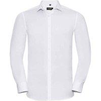 Russell Collection Men's Ultimate Stretch Long-Sleeved Formal Shirt in White | Size: Medium