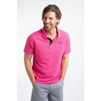Weird Fish Men's Miles Pique Polo Shirt in Bright Pink | Size: 2XL