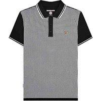 Lambretta Men's SS24 Houndstooth Polo Shirt in Black | Size: 3XL