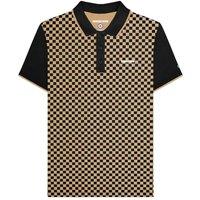 Lambretta Men's Two Tone All-Over Print Polo Shirt in Black | Size: XL