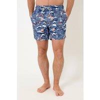 Saltwell Men's Tropical Print Polyester Swim Shorts in Blue | Size: XL