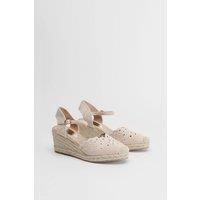 Oasis Women's Britany Cut Out Detail Faux Suede 2 Part Espadrille Wedges in Beige | Size: 7