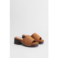 Oasis Women's Henrie Faux Suede High Heeled Mule Sandals in Tan | Size: 4