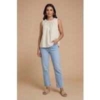Dorothy Perkins Women's Twist Neck Detail Shell Top in Cream | Size: 8