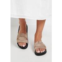 Dorothy Perkins Women's Isla Faux Suede Interwoven Footbed Mules in Beige | Size: 8