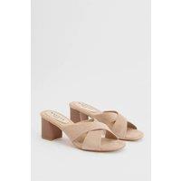 Wallis Women's Beau Faux Suede Cross Strap Mules in Beige | Size: 4