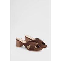 Wallis Women's Beau Faux Suede Cross Strap Mules in Chocolate | Size: 7