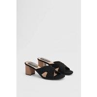 Wallis Women's Beau Faux Suede Cross Strap Mules in Natural Black | Size: 6
