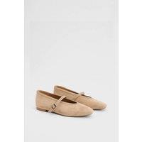 Wallis Women's Christina Faux Suede Mary Jane Ballet Flats in Beige | Size: 6