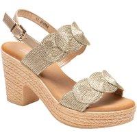 IVACHY Women's Sandal Wedge Woven Braided Block Heels Summer Espadrille Platform Shoes in Gold | Size: 7.5