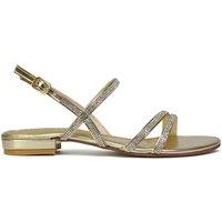 XY London Women's 'Orla' Strappy Summer Flat Diamante Sandals Flats in Gold | Size: 8