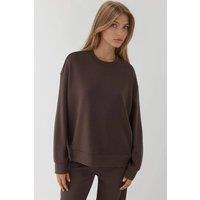 Hiccup Women's Modal Touch Basic Sweatshirt in Dark Brown | Size: Small