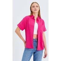 MixRay Women's Short Sleeve Shirt with Pockets in Cerise | Size: Medium