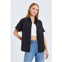 MixRay Women's Short Sleeve Shirt with Pockets in Black | Size: Small