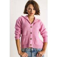 Bianco Lucci Women's Textured Knitwear Long Sleeve Cardigan in Pale Pink