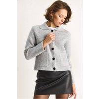 Bianco Lucci Women's Knit Cardigan with Pockets in Grey
