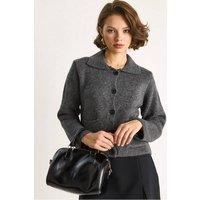 Bianco Lucci Women's Knit Cardigan with Pockets in Charcoal
