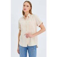 MixRay Women's Short Sleeve Shirt with Pockets in Stone | Size: Small