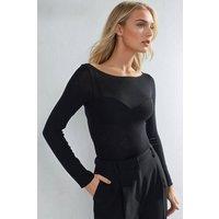 Hiccup Women's Boat Neck Cashmere Blend Ultra Lightweight Blouse in Black | Size: Large