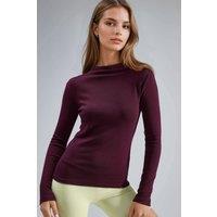 Busem Women's Slim Fit Half Turtleneck Blouse in Mauve | Size: Small
