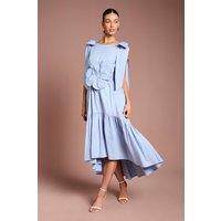 Coast Women's Bow Shoulder Floral Corsage Detail Dress in Cornflower Blue | Size: 10