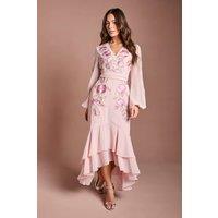 Coast Women's Sequin Embellished & Embroidered High Low Maxi Dress in Blush | Size: 12